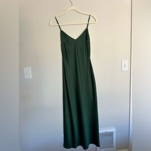 Forest green satin maxi
